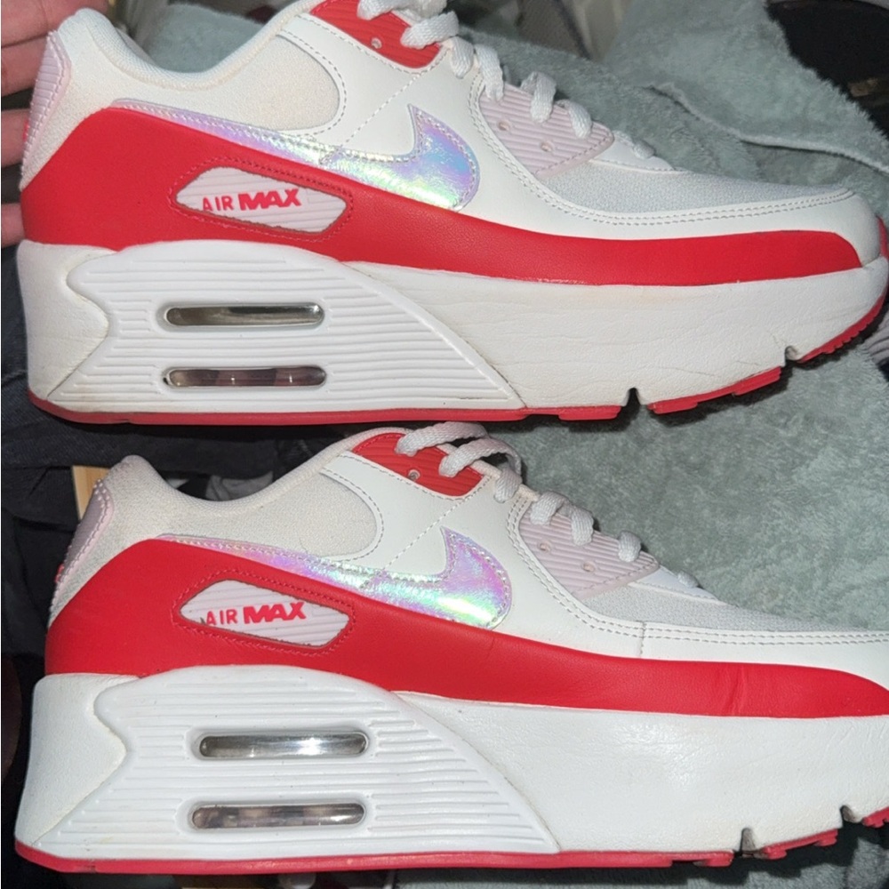 Nike Women's Air Max Red and White Sneakers
